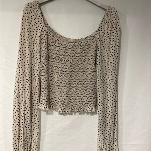 Gianni Bini Cream and Black Dotted Blouse